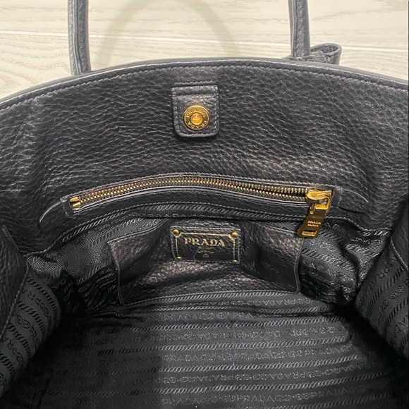 Prada Vitello Daino front pocket wing tote black leather - Picture 9 of 17